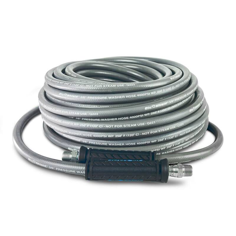 BLU SHIELD 3/8 in. x 100 ft. 4000 PSI Rubber Pressure Washer Hose, Non-Marking - PWSW38100