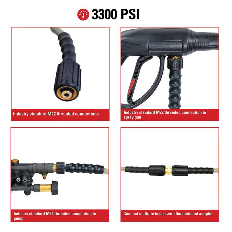 SIMPSON MorFlex 1/4 in. x 25 ft. High Pressure Hose with M22 Connections for 3300 PSI Cold Water Pressure Washers - 40224