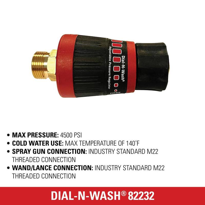 SIMPSON Dial-N-Wash Adjustable Pressure Regulator with M22 Connections for Cold Water 4500 PSI Pressure Washers - 82232