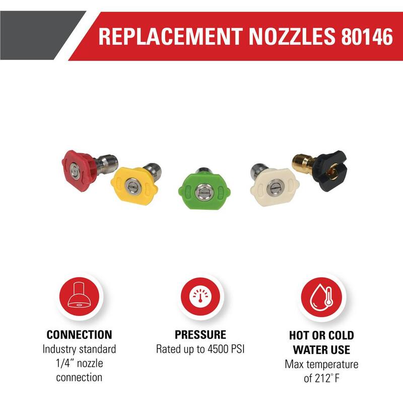 SIMPSON Replacement Spray Nozzles with 1/4 in. QC Connections for Hot/Cold Water 4500 PSI Pressure Washers - 80146