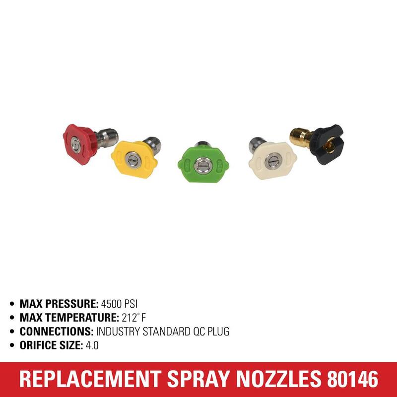 SIMPSON Replacement Spray Nozzles with 1/4 in. QC Connections for Hot/Cold Water 4500 PSI Pressure Washers - 80146