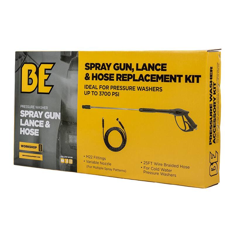 BE POWER EQUIPMENT Pressure Washer 3400 PSI Accessory Kit includes Spray Gun and Wand with M22 Threaded Fittings - 85.400.327