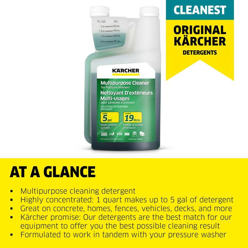 Karcher 1 qt. Multi-Purpose Pressure Washer Cleaning Detergent Soap Concentrate - Perfect for All Outdoor Surfaces - 9.558-145.0