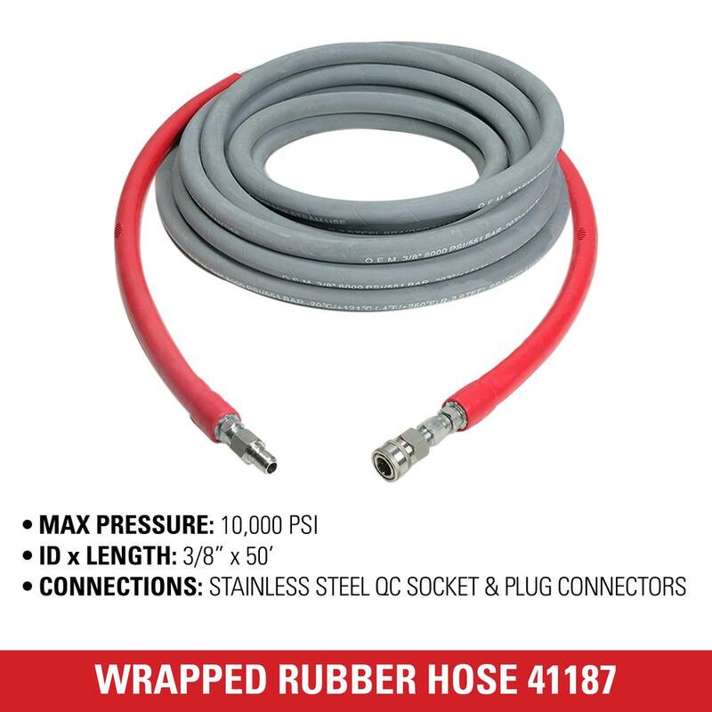 SIMPSON Wrapped Rubber 3/8 in. x 50 ft. Hose Attachment for 10,000 PSI Pressure Washers - 41187