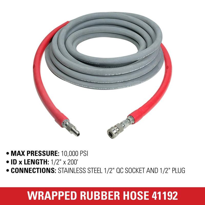 SIMPSON Wrapped Rubber 1/2 in. x 200 ft Replacement/Extension Hose with QC Connections for 10,000 PSI Hot Water Pressure Washers - 41192