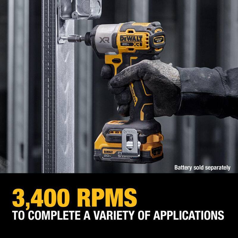 DEWALT 20-Volt Maximum XR Destornillador de impacto inalámbrico sin escobillas de 1/4 de pulgada y 3 velocidades (herramienta solamente) - DCF845B