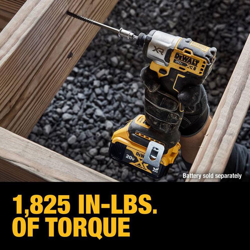 DEWALT 20-Volt Maximum XR Destornillador de impacto inalámbrico sin escobillas de 1/4 de pulgada y 3 velocidades (herramienta solamente) - DCF845B