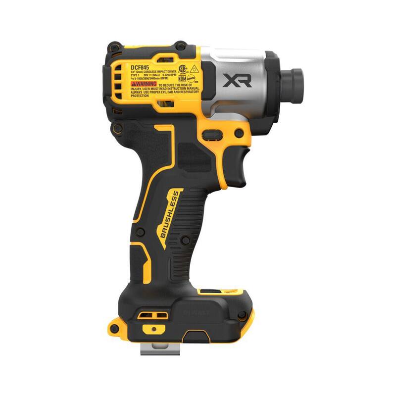 DEWALT 20-Volt Maximum XR Destornillador de impacto inalámbrico sin escobillas de 1/4 de pulgada y 3 velocidades (herramienta solamente) - DCF845B