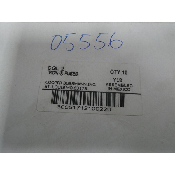 Eaton Bussmann Automotive Fuse, 2A, 250V DC, 10 PK - CGL-2