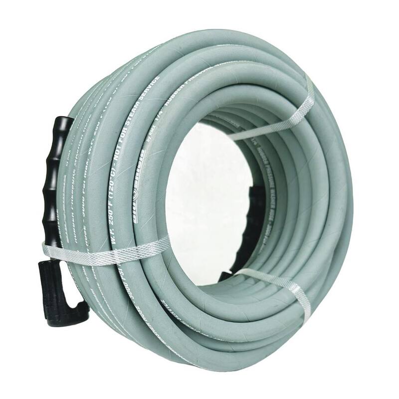 BLU SHIELD 1/4 in. x 100 ft. 3000 PSI Rubber Pressure Washer Hose, Non-Marking with M22 Fittings - PW14100-NM