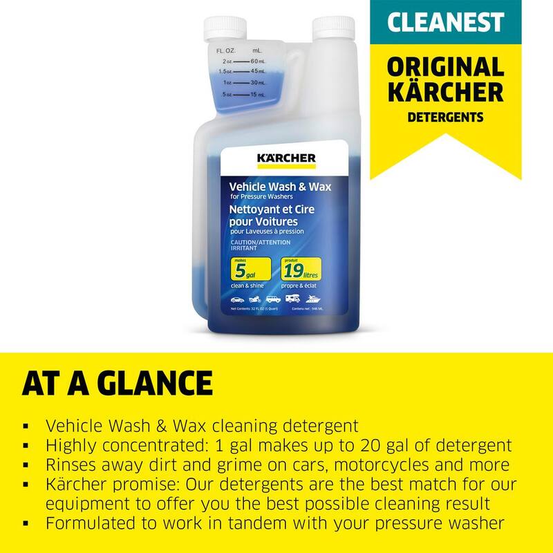 Karcher 1 qt. Car Wash & Wax Pressure Washer Cleaning Detergent Soap Concentrate - 9.558-147.0