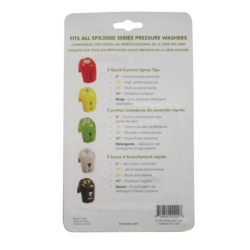 Sun Joe Electric Pressure Washer Quick-Connect Spray Tip Set - SPX3000-TPS