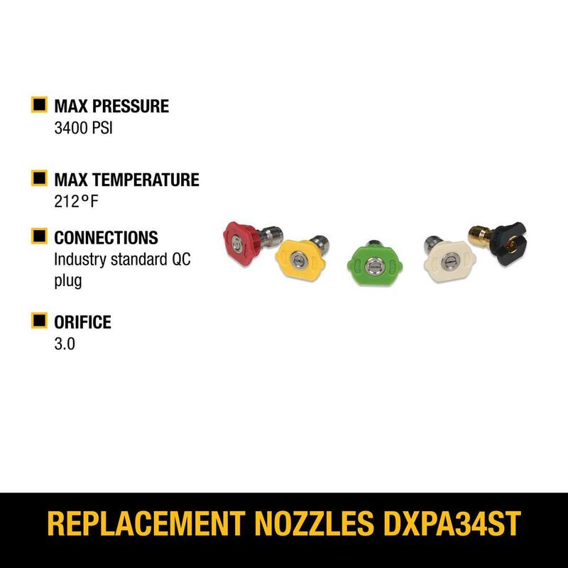 DEWALT Replacement Spray Nozzles with 1/4 in. QC Connections for Hot/Cold Water 3400 PSI Pressure Washers - DXPA34ST