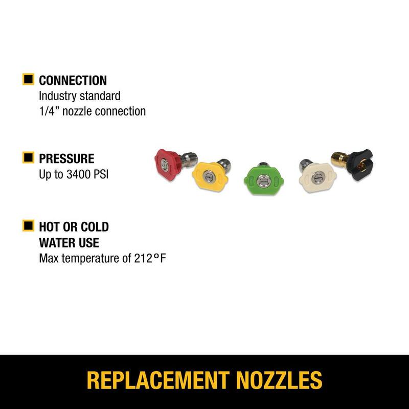 DEWALT Replacement Spray Nozzles with 1/4 in. QC Connections for Hot/Cold Water 3400 PSI Pressure Washers - DXPA34ST