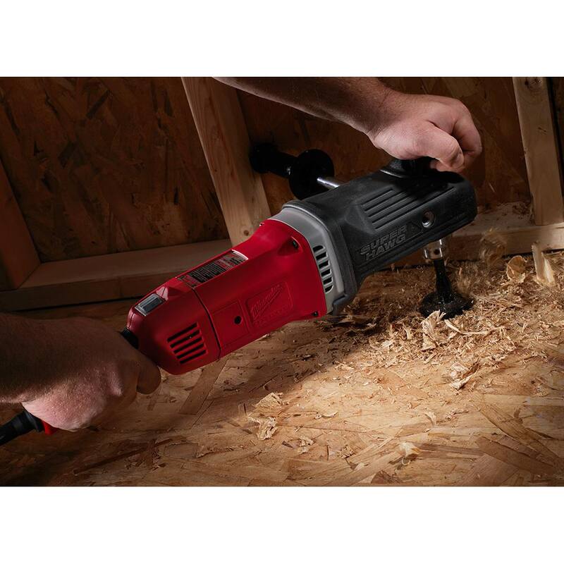 Milwaukee 13 Amperios con cable 1/2 pulgadas Super Hawg Hole Hawg Taladro de ángulo recto - 1680-20
