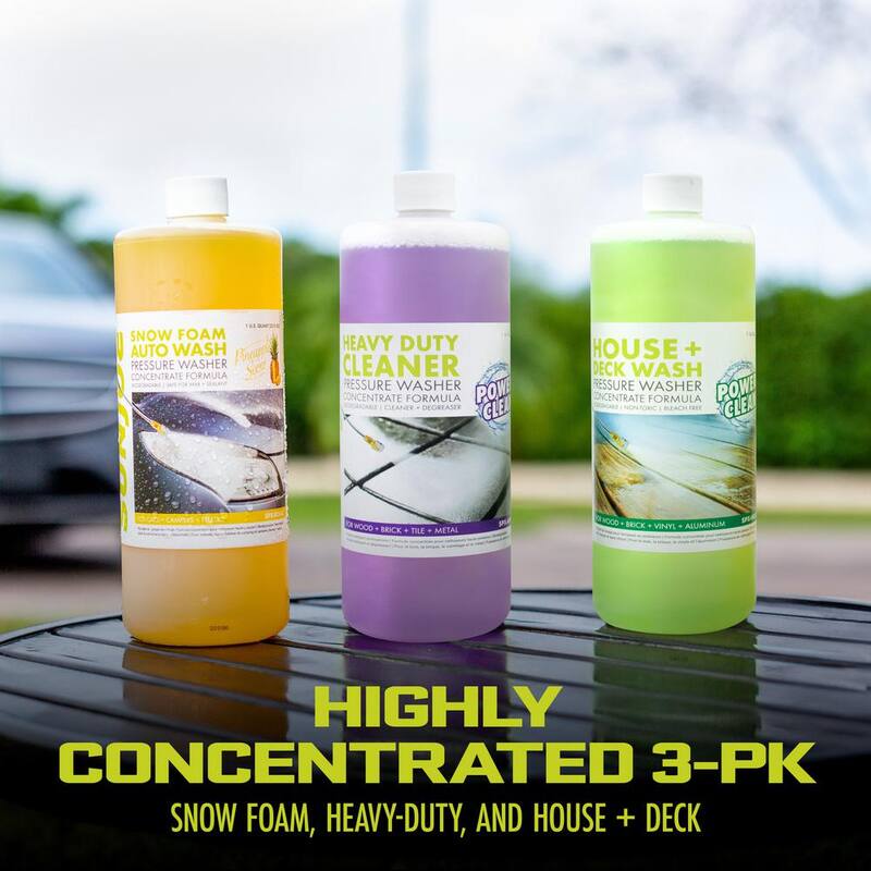 Sun Joe Pressure Washer Concentrate Trio with House and Deck Wash, Auto Foam and All Purpose Cleaner (3-Pack) - SPX-ASST3Q