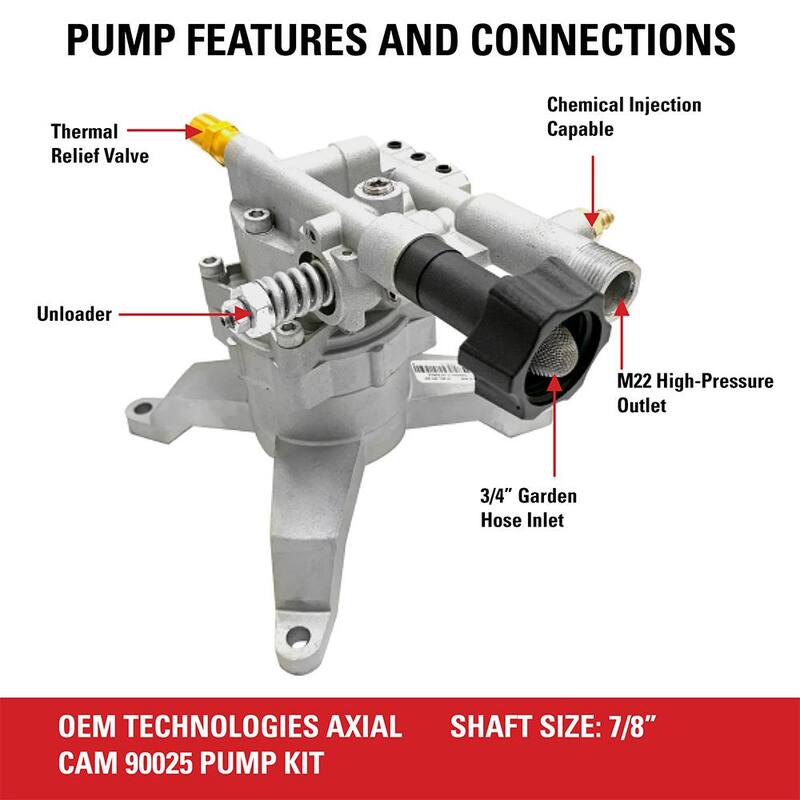 SIMPSON OEM Technologies Vertical Axial Cam Pump Kit 90025 for 2400 PSI at 2.0 GPM Pressure Washers - 90025