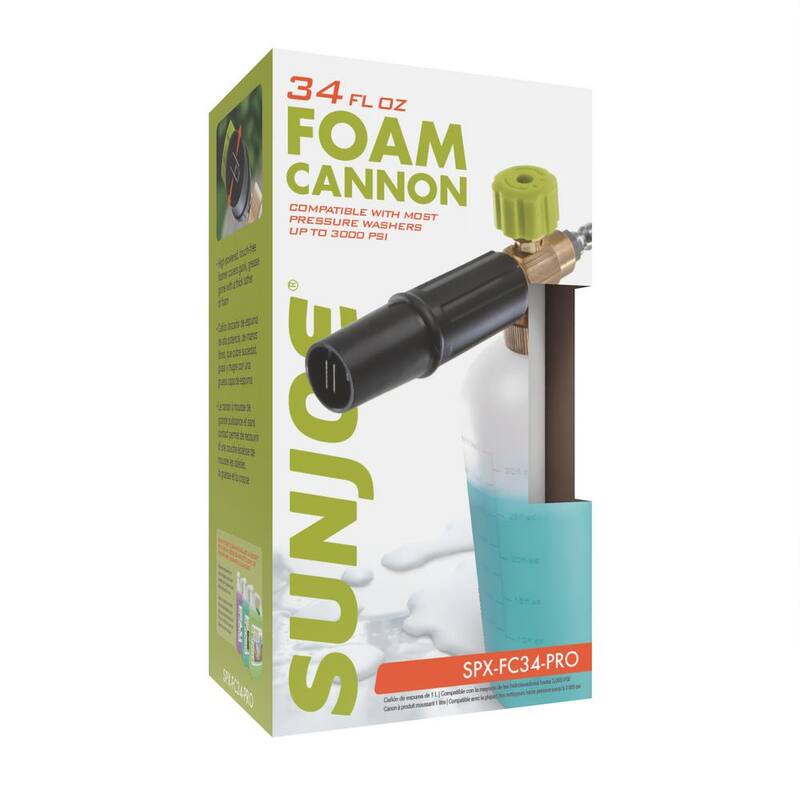 Sun Joe 34 oz. Foam Cannon for SPX Series Electric Pressure Washers with Adjustable Spray Nozzle - SPX-FC34-PRO