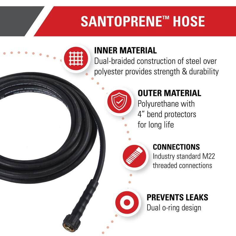SIMPSON Santoprene 1/4 in. x 25 ft. Hose Attachment for 4000 PSI Pressure Washers - 41182