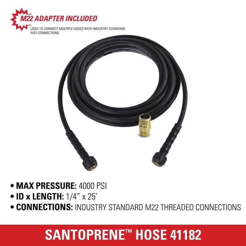 SIMPSON Santoprene 1/4 in. x 25 ft. Hose Attachment for 4000 PSI Pressure Washers - 41182