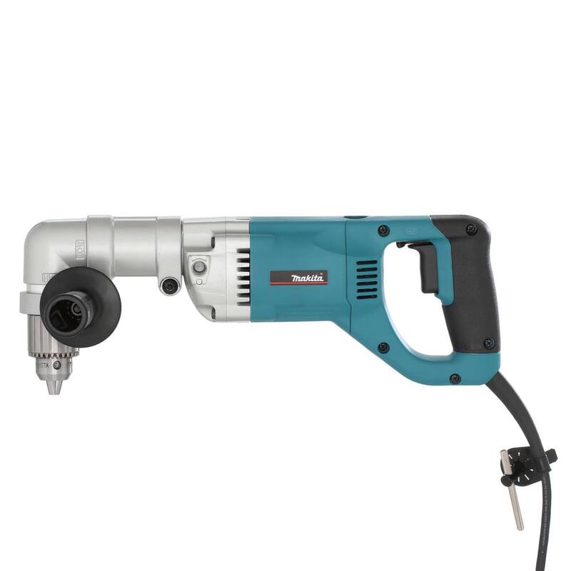 Broca angular reversible con llave de mandril de 1/2 pulgadas y 2 velocidades codificada de 7.5 amperes Makita con mango lateral y estuche de herramientas - DA4000LR