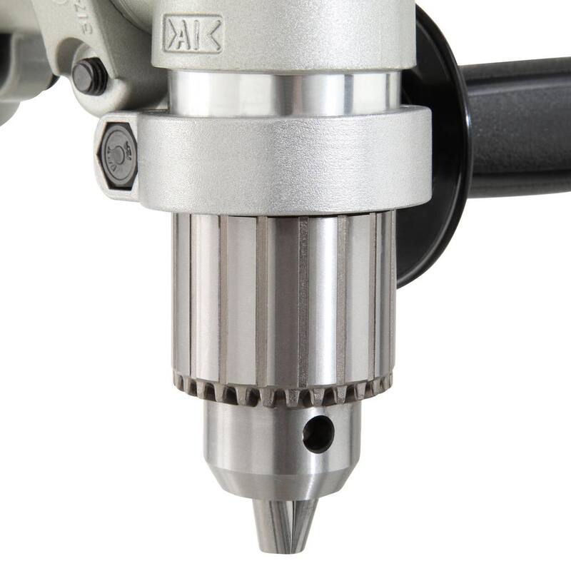 Broca angular reversible con llave de mandril de 1/2 pulgadas y 2 velocidades codificada de 7.5 amperes Makita con mango lateral y estuche de herramientas - DA4000LR