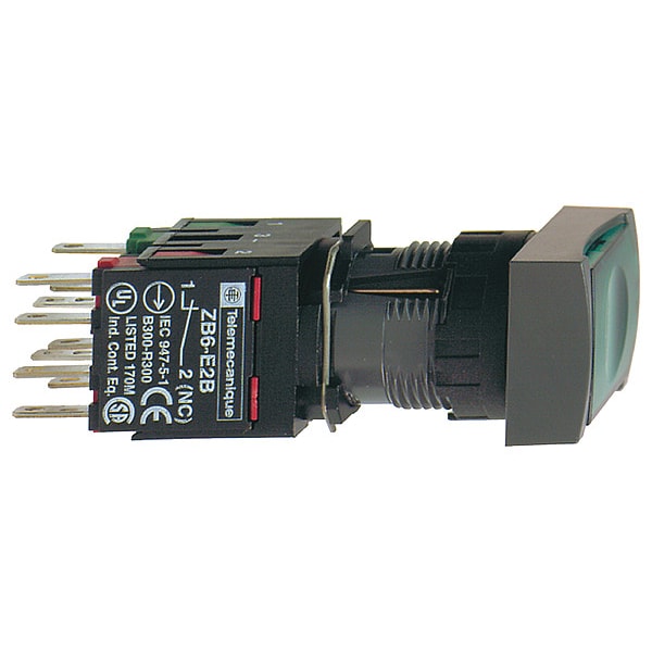 Botón pulsador iluminado Schneider Electric, 16 mm, 1NA, verde - XB6DW3B1B
