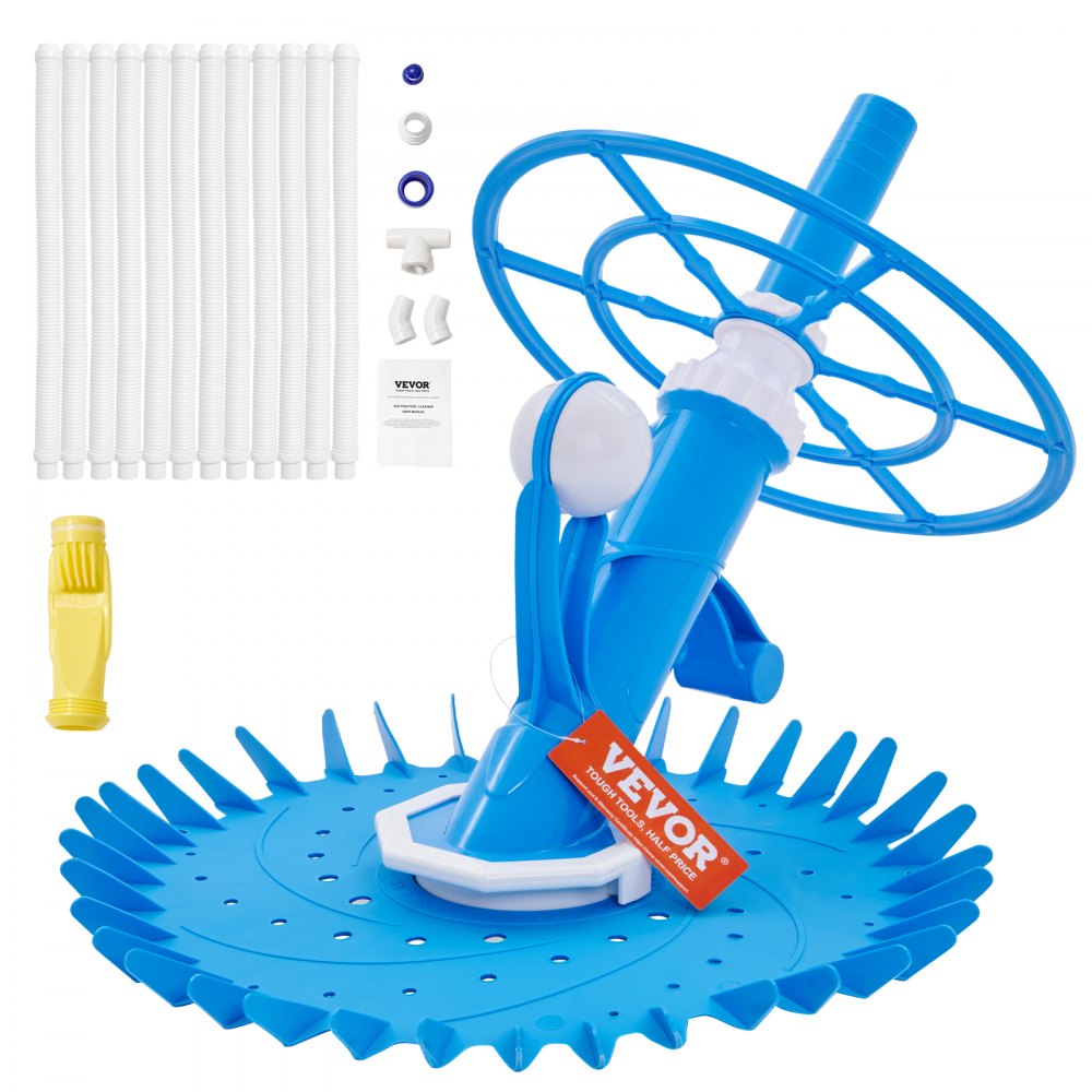 VEVOR Automatic Suction Pool Cleaner, Low Noise Pool Vacuum Cleaner with Extra Diaphragm, 10 x 32 in Hoses & 36-Fin Disc, Side Climbing Pool Cleaners for Above-Ground & In-ground Swimming Pool - ZDXPSY12960CMGC3QV0