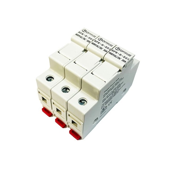 Optifuse 3 Pole Fuse Block for Class CC Fuses, 600V 30A - BPK-R-503