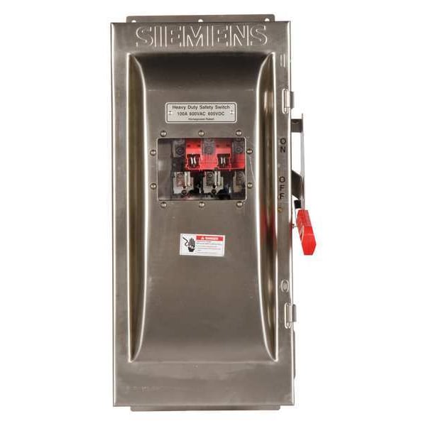 Interruptor de Seguridad Siemens con Fusible, Servicio Pesado, 600V AC, 3PST, 100 A, NEMA 3R - HF363SW