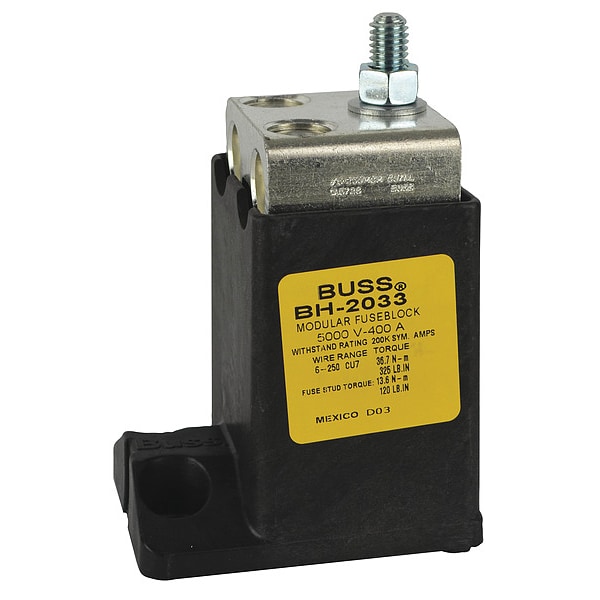 Eaton Bussmann Open Fuse Block, J, T UL Class, 1 Poles, 201 to 400A Amp Range, 700V AC/DC Volt Rating - BH-2033