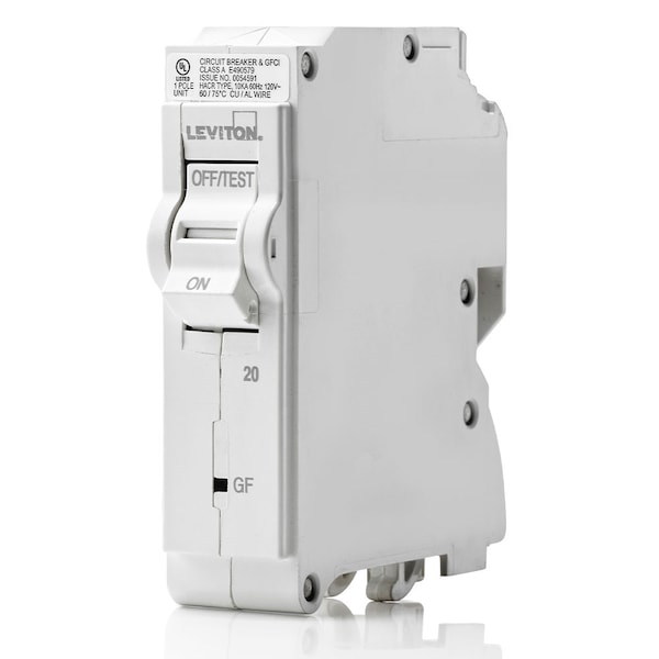 Leviton Circuit Breaker, 20A, 1 Pole, 120V AC, 10kA - LB120-EP