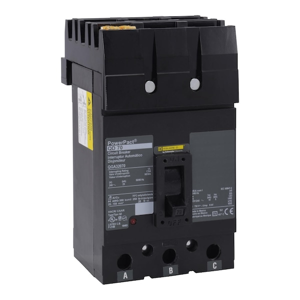 Square D Molded Case Circuit Breaker, QGA Series, 110A, 3 Pole, 240V AC, 65kA at 240V AC - QGA32110