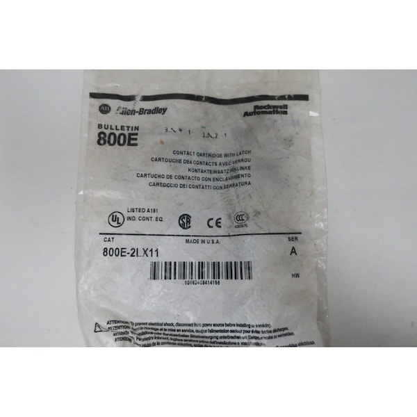 Cartucho de contactos Allen Bradley con interruptor de pestillo - Piezas 800E-2LX11