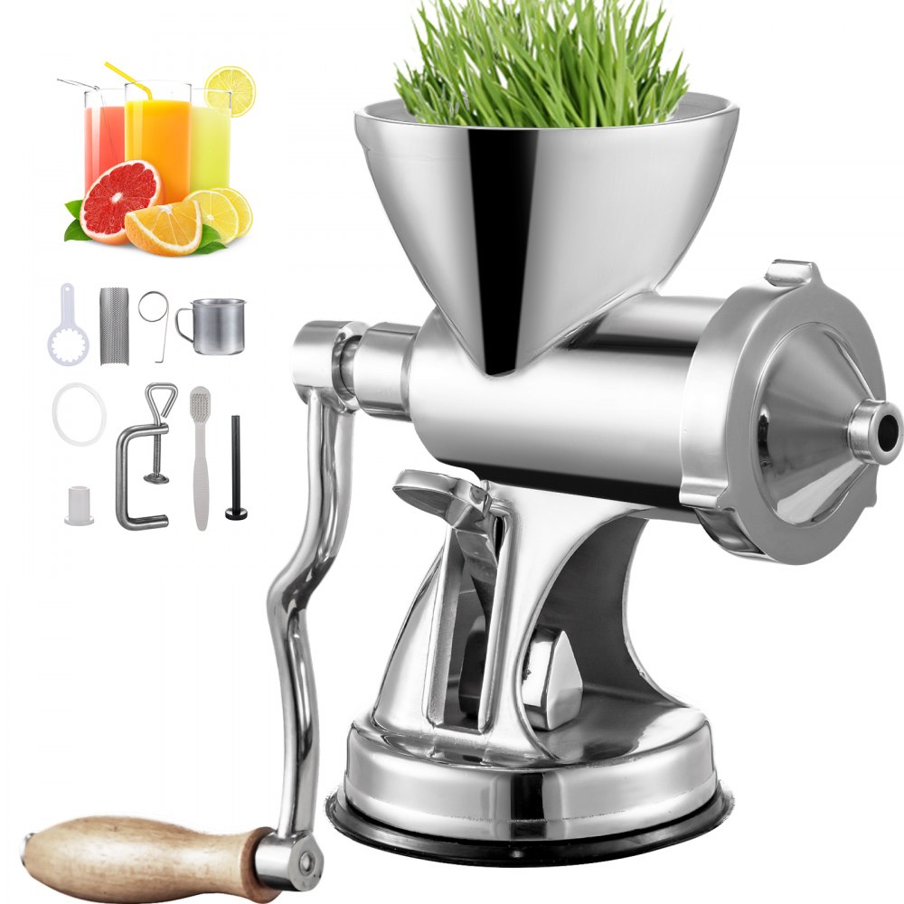 VEVOR Manual Wheatgrass Juicer with Suction Cup Base & Desktop Clamp Wheat Grass Grinder Long Screw Shaft Wheatgrass Juicer Stainless Steel for Juicing Wheatgrass Gingers Apples Grapes - ZZJXPZZJ000000001V0