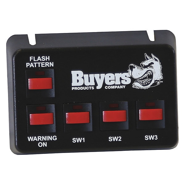 Panel de interruptores negro pre-cableado de Buyers Products con 4 interruptores de encendido/apagado y 1 interruptor momentáneo - 6391205