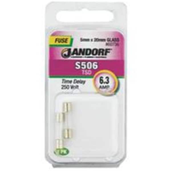 Jandorf Medium-Voltage Fuse, S506 Series, 6.30A, Time-Delay, 250V AC, Cylindrical - 3399094