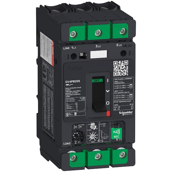 Schneider Electric Motor Circuit Breaker, GV4PB Series, 25A, 3 Pole, 690V AC, 100kA at 240V AC - GV4PB25S