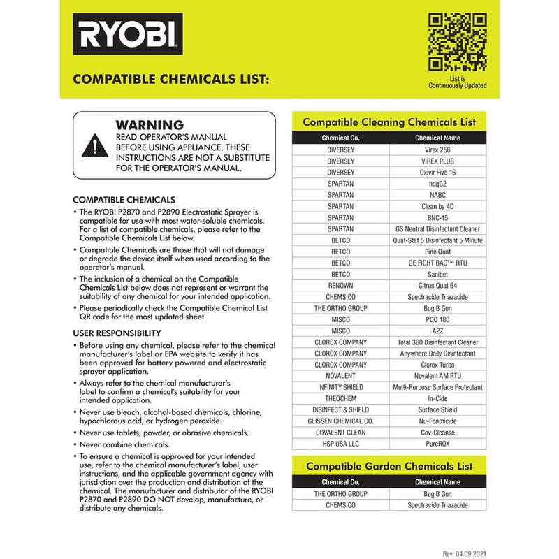 RYOBI ONE+ 18V Electrostatic 1 Gal. and 0.5 Gal Sprayers Replacement Electrostatic Selector (No Nozzle) - ACES16