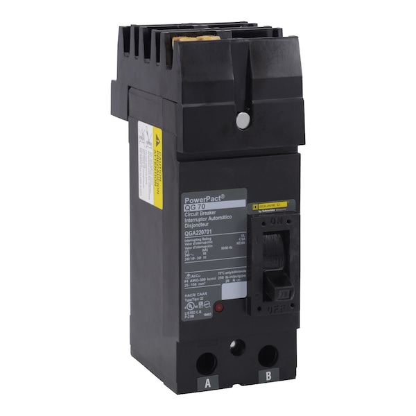 Square D Molded Case Circuit Breaker, QGA Series, 100A, 2 Pole, 240V AC, 65kA at 240V AC - QGA221004