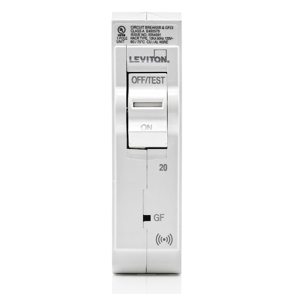 Leviton Circuit Breaker, 20A, 1 Pole, 120V AC, 10kA - LB120-GS