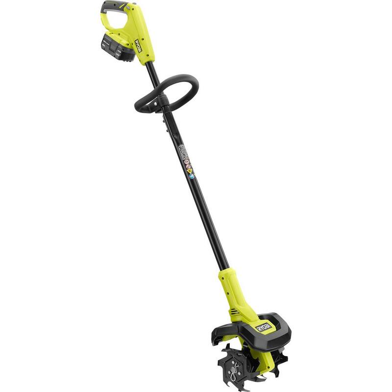 RYOBI ONE+ 18V 8 in. Cordless Cultivator with 4.0 Ah Battery and Charger - P2750