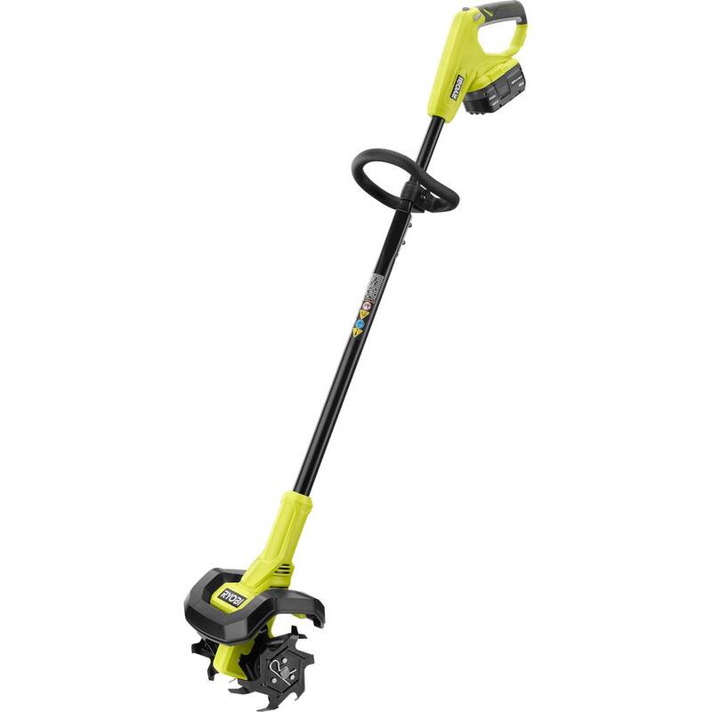 RYOBI ONE+ 18V 8 in. Cordless Cultivator with 4.0 Ah Battery and Charger - P2750
