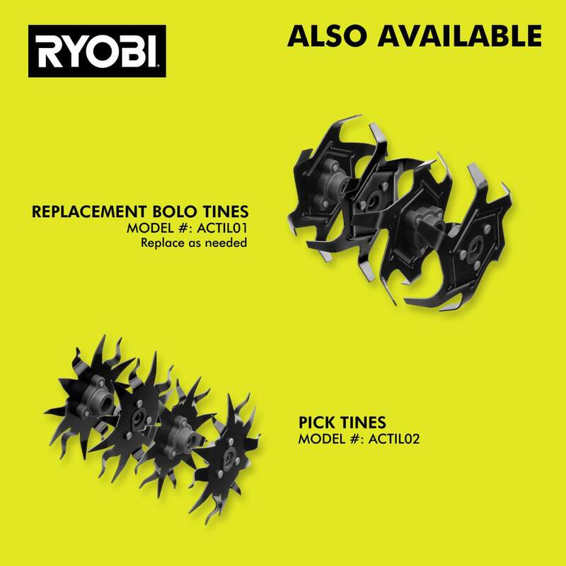 RYOBI ONE+ 18V 8 in. Cordless Cultivator with 4.0 Ah Battery and Charger - P2750