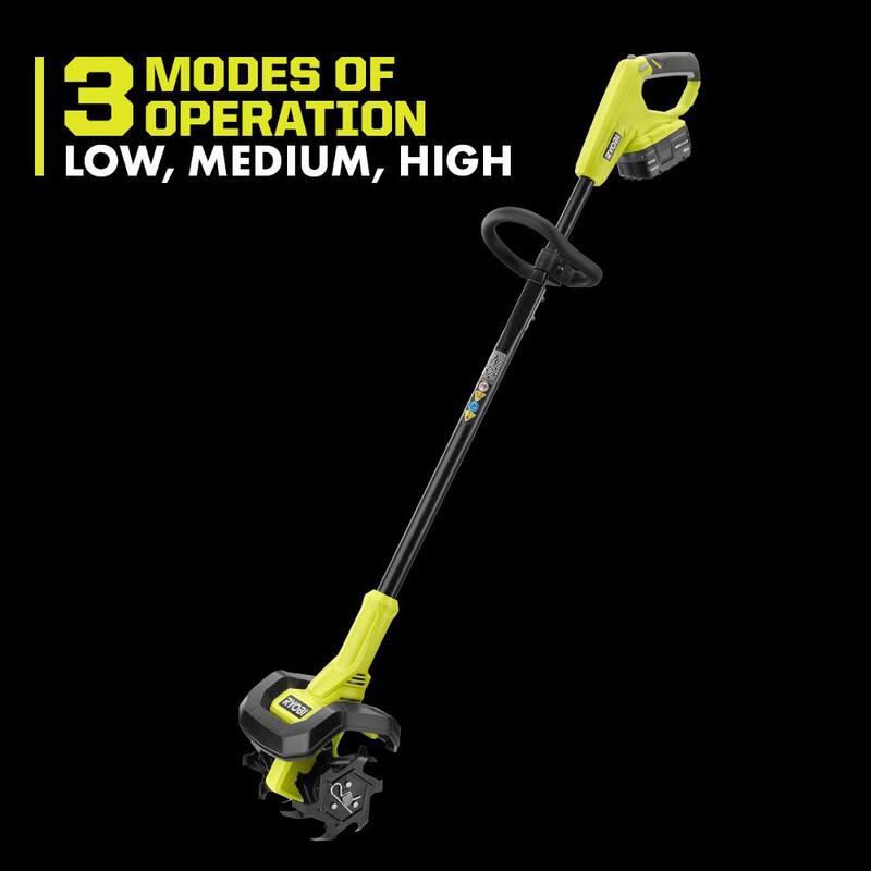 RYOBI ONE+ 18V 8 in. Cordless Cultivator with 4.0 Ah Battery and Charger - P2750