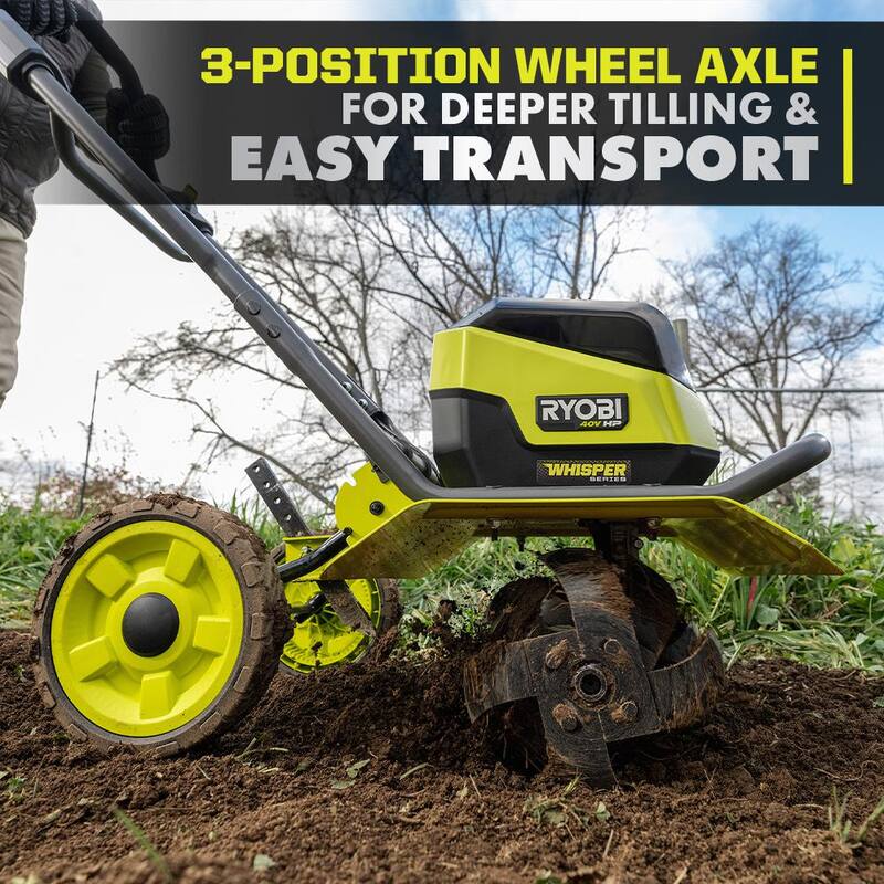 RYOBI 40V HP Brushless 16 in. Front Tine Tiller with Adjustable Tilling Width with 6.0 Ah Battery and Quick Charger - RY40730
