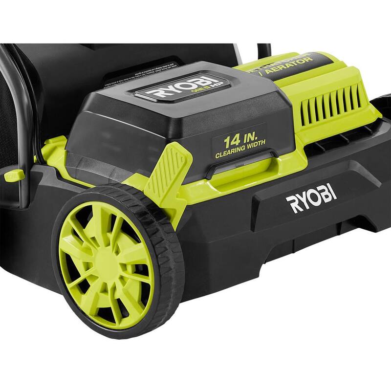 RYOBI ONE+ HP 18V Brushless 14 in. Cordless Battery Dethatcher/Aerator with (2) 4.0 Ah Batteries and Charger - P2740