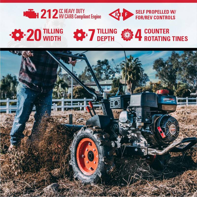 Legend Force 20 in. 212 cc Gas Rear Tine Tiller, Forward/Reverse - LF20212RTG
