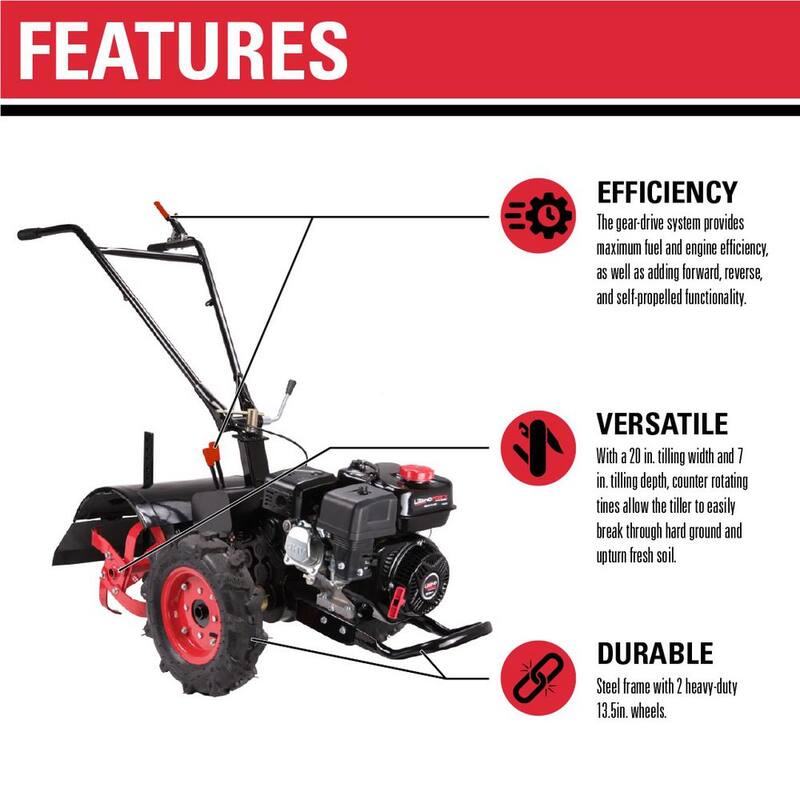 Legend Force 20 in. 212 cc Gas Rear Tine Tiller, Forward/Reverse - LF20212RTG