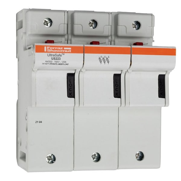 Mersen Fuse Holder, 3 Poles, 800V AC/1000V DC Volt Rating - R331169